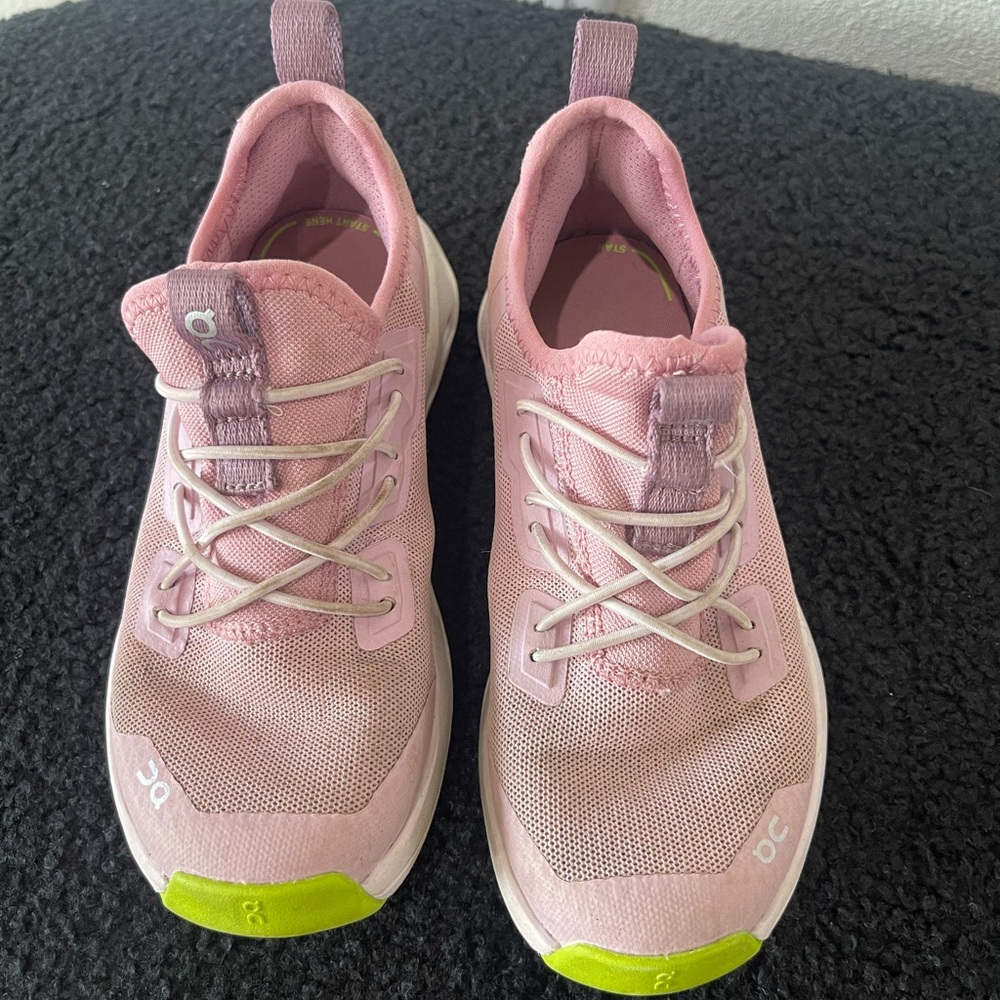 On Running Pink Sneakers with Lime Details